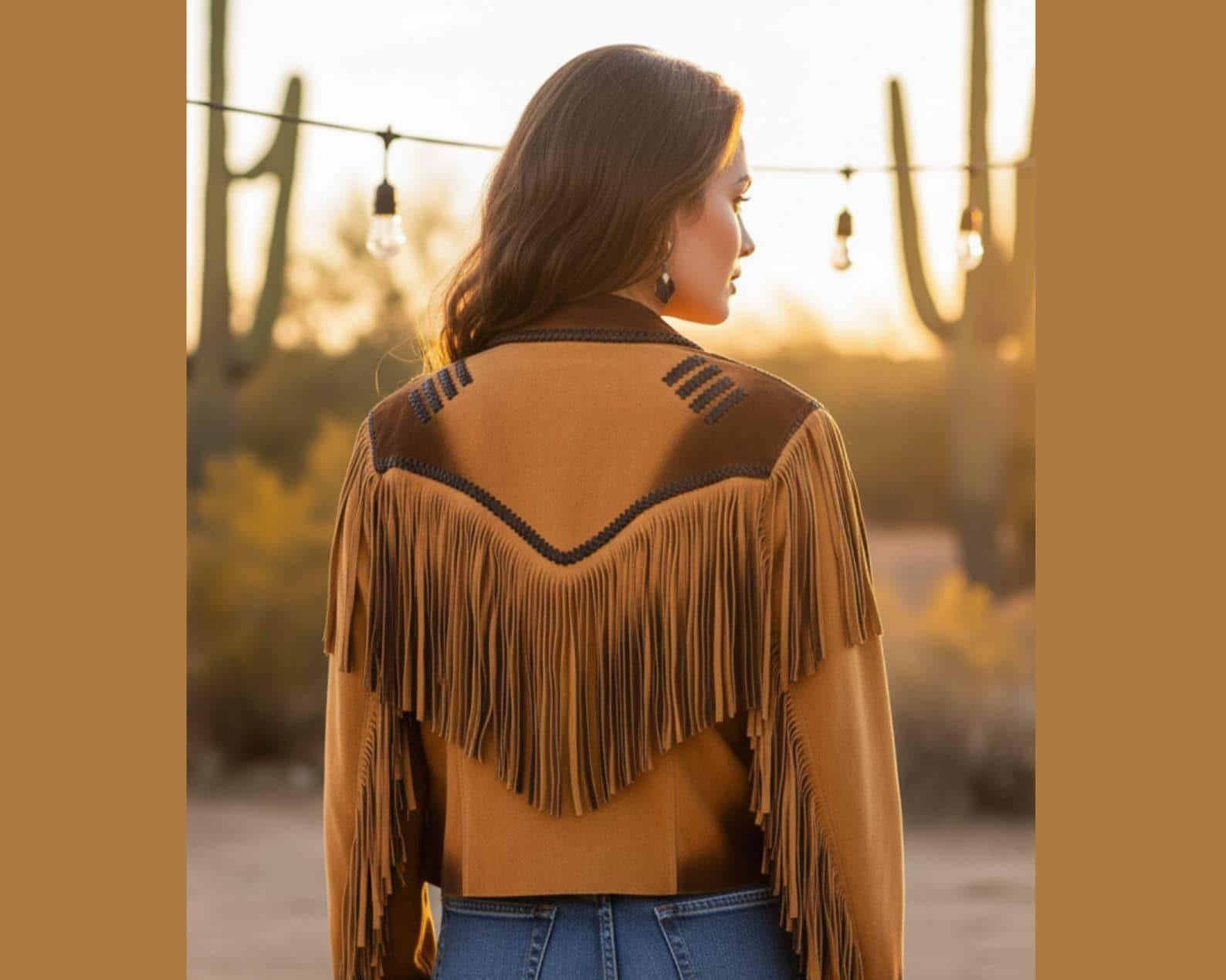 Brown Fringe Leather Jacket: Women's Western Cowgirl Boho Style